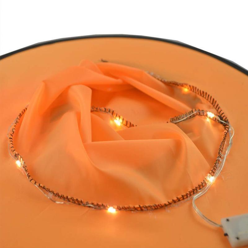 Oplyst Halloween heksehat dekoration med LED lys, klare farver (orange, rød, lyserød, lilla).