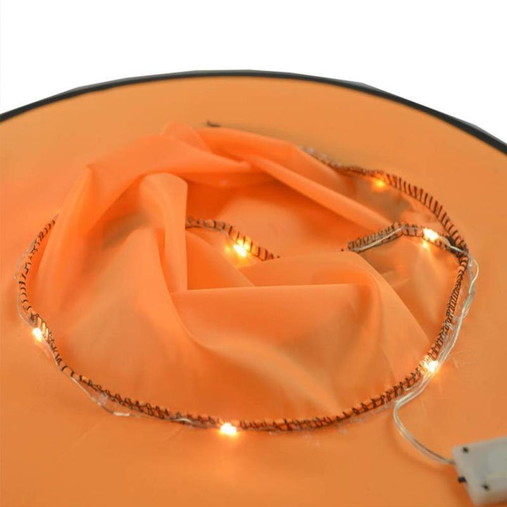 Oplyst Halloween heksehat dekoration med LED lys, klare farver (orange, rød, lyserød, lilla).