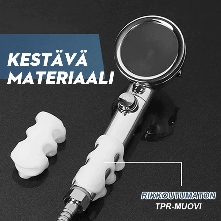Hvid Hands-Free brusehovedholder, justerbar vinkel, stærke sugekopper, holdbart TPR-plast, hjemme- og vaskeløsninger.