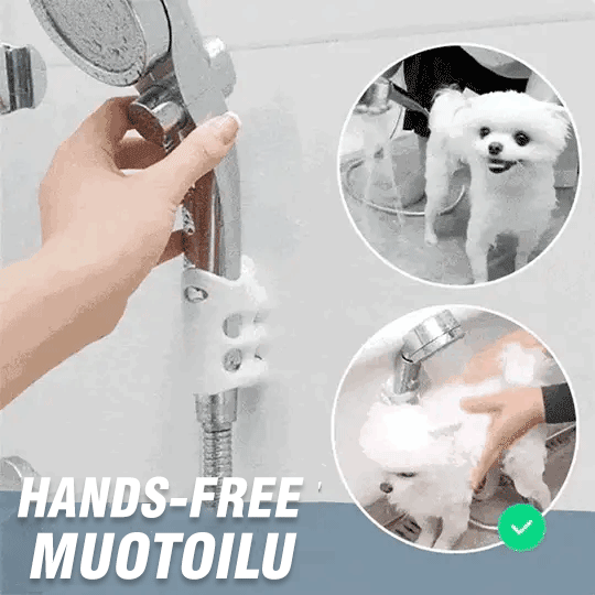Hvid Hands-Free brusehovedholder, justerbar vinkel, stærke sugekopper, holdbart TPR-plast, hjemme- og vaskeløsninger.