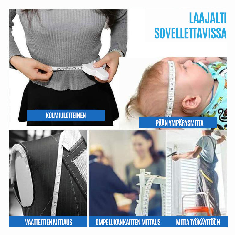 Hvidt automatisk kropsmålebånd, moderne og praktisk design, maksimal måling 150 cm, til præcise målinger
