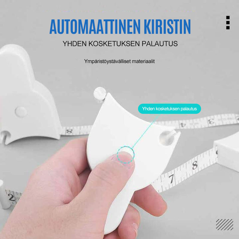 Hvidt automatisk kropsmålebånd, moderne og praktisk design, maksimal måling 150 cm, til præcise målinger