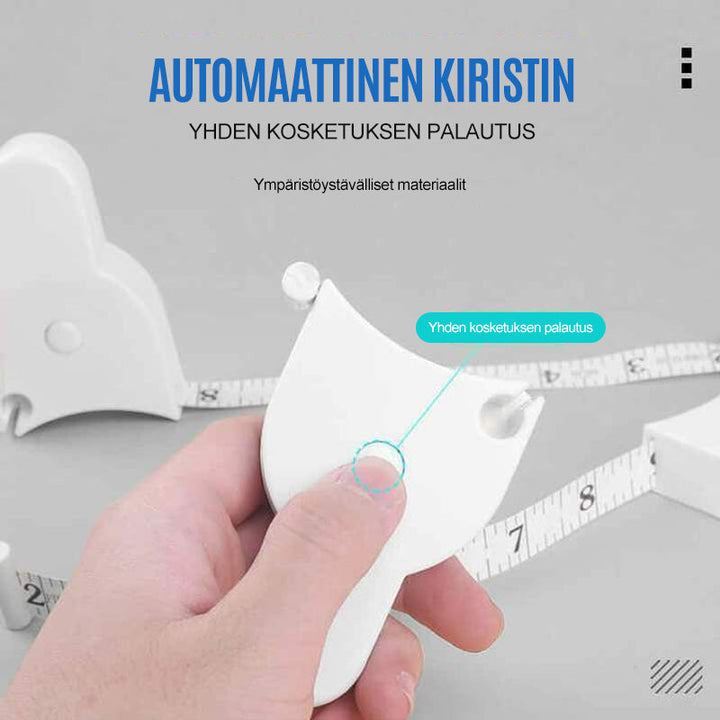 Hvidt automatisk kropsmålebånd, moderne og praktisk design, maksimal måling 150 cm, til præcise målinger