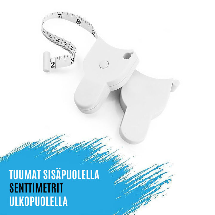 Hvidt automatisk kropsmålebånd, moderne og praktisk design, maksimal måling 150 cm, til præcise målinger