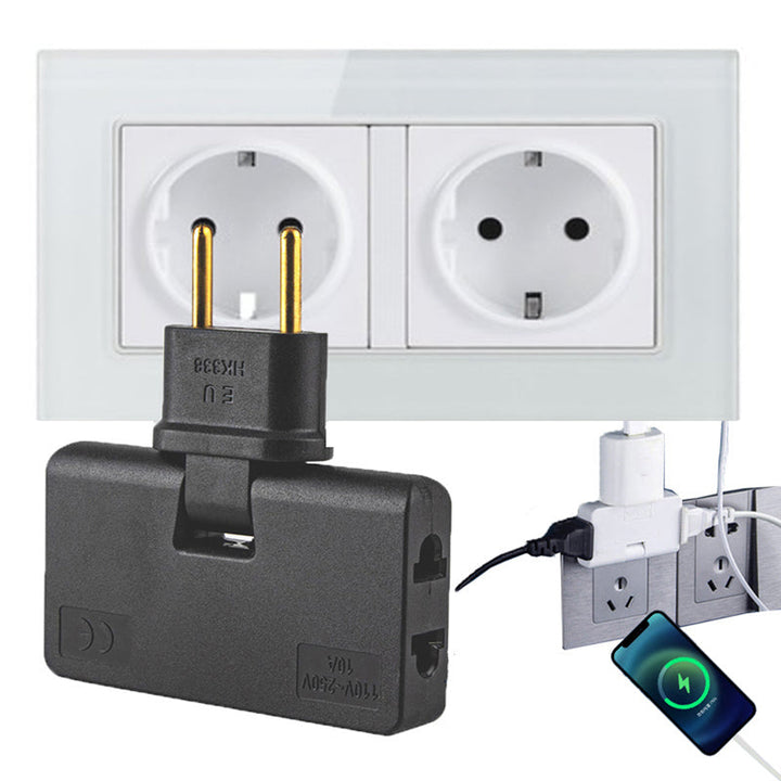 Hvid roterbar stikkontaktadapter, 180° vinkel, til smart hjem, pladsbesparende, passer til trange steder.