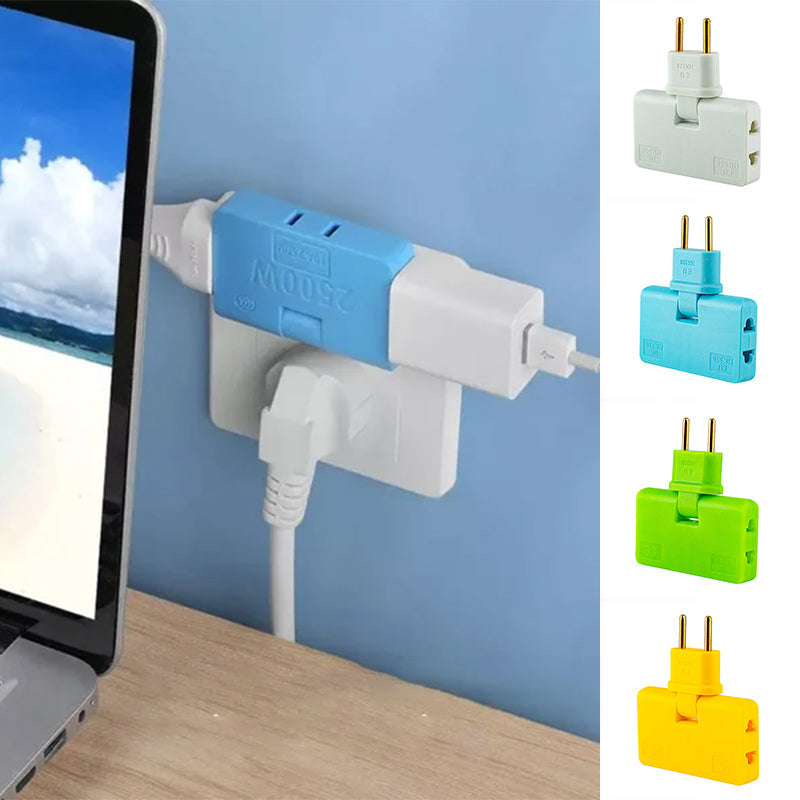 Hvid roterbar stikkontaktadapter, 180° vinkel, til smart hjem, pladsbesparende, passer til trange steder.