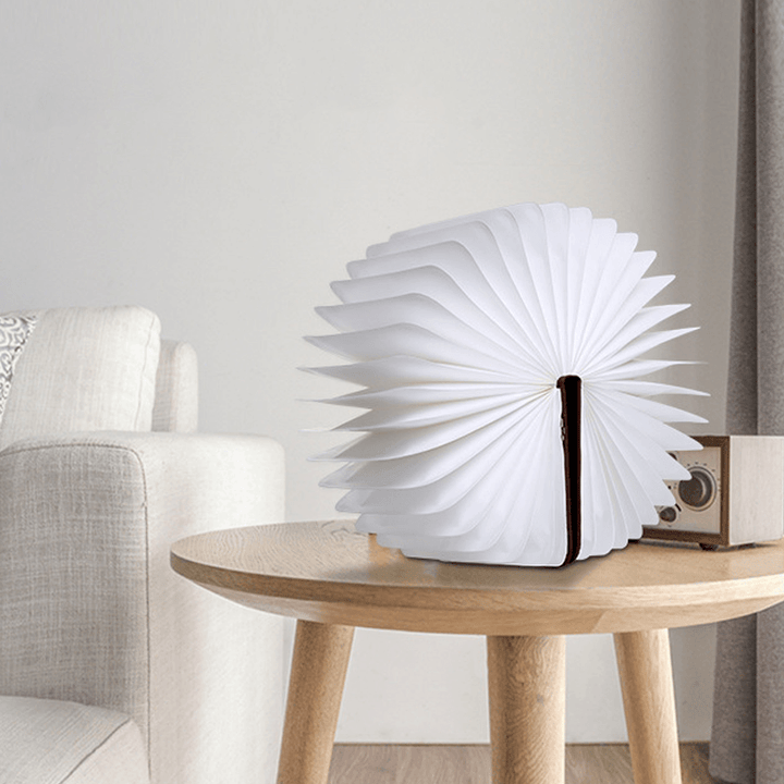 Hvid magnetisk boglampe, åbner som bog eller cirkel, USB-genopladelig, moderne design, multifunktionel lampe