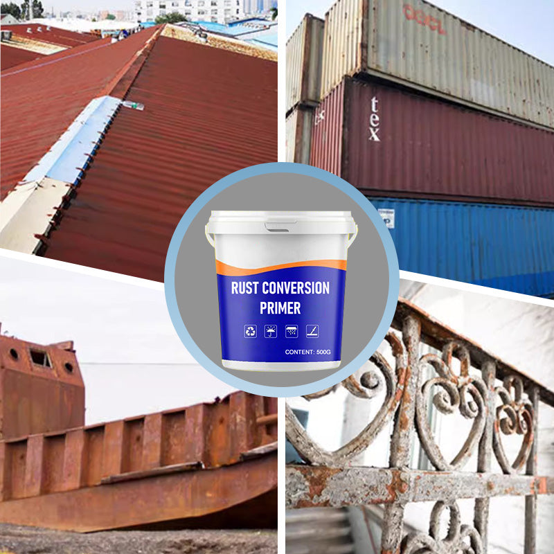 "Valkoinen ruosteenmuunnuspohjamaali metallipinnoille, pitkäkestoinen suoja ruosteelta ja korroosiolta, helppokäyttöinen."