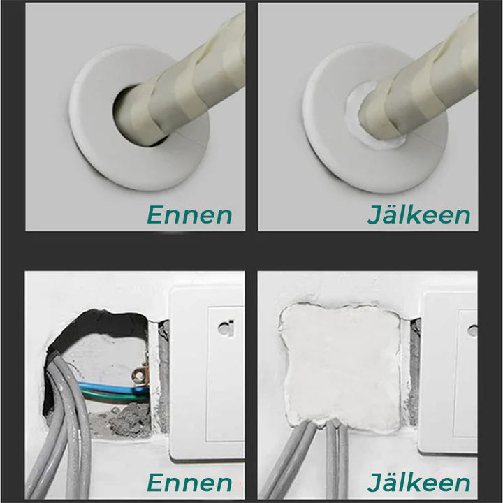 Hvid vandtæt fugemasse til reparation af revner og huller; fleksibel, nem at bruge til hjemmet.