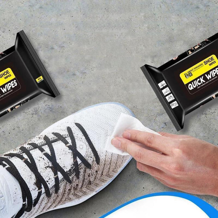Hvide unisex skorensningsservietter, 12 stk., individuelt pakket; effektiv, nem poleringsløsning.