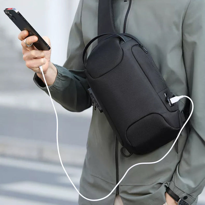 Anti-tyveri unisex taske med vandtæt funktion, urban stil, justerbar rem, kan bruges som skulder- eller brysttaske.