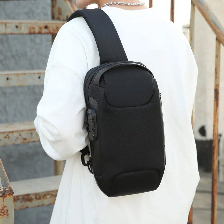 Anti-tyveri unisex taske med vandtæt funktion, urban stil, justerbar rem, kan bruges som skulder- eller brysttaske.