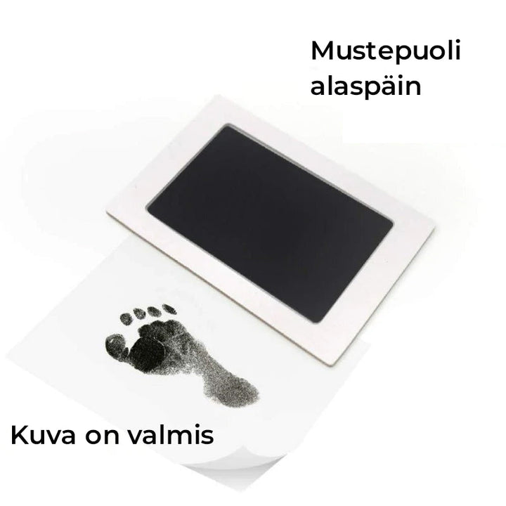 Sæt til babyhånd- og fodaftryk, giftfri, blækfri, lyserød, design i en sort pakke, gaveidé til nyfødte