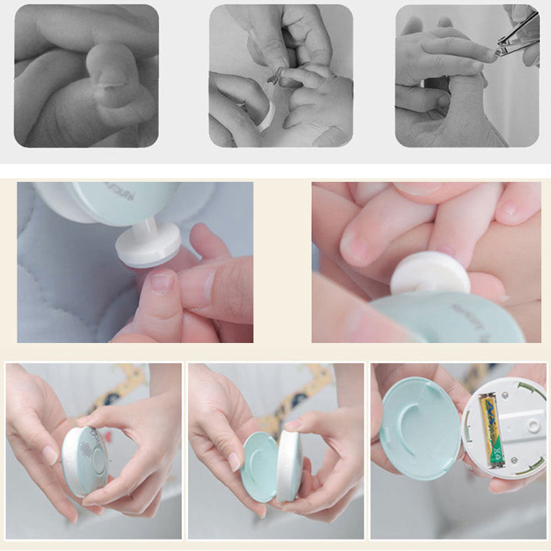 Sikker baby negleklipper sæt, stille, kompakt, pastel, sikker neglepleje, nem at bruge