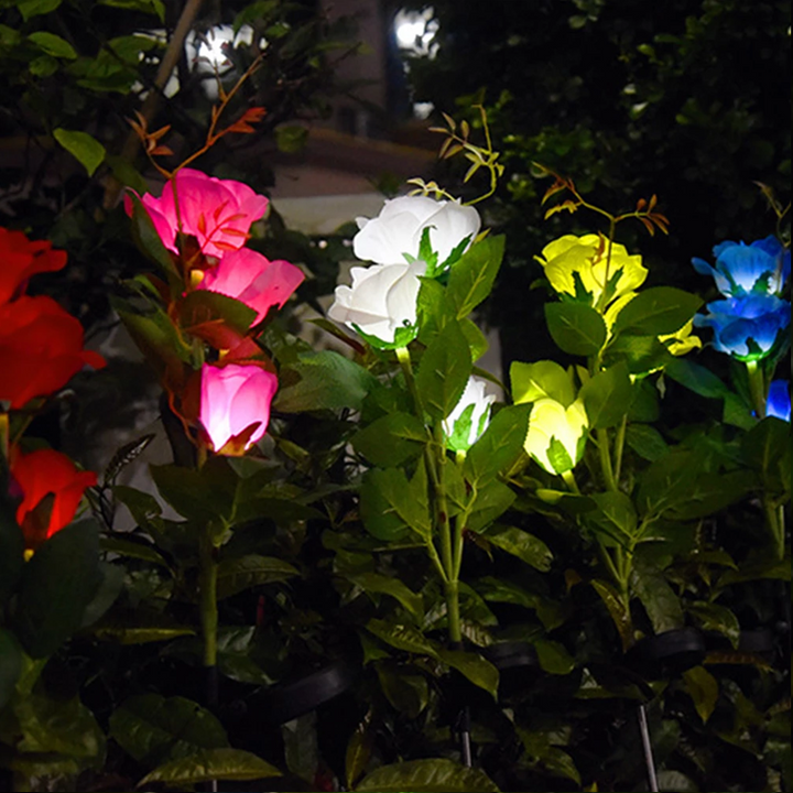 Vandtæt solcelle drevet blomsterlampe til haven, farverigt design, LED-lys, dekorativ havestav