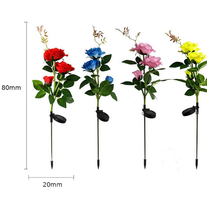 Vandtæt solcelle drevet blomsterlampe til haven, farverigt design, LED-lys, dekorativ havestav