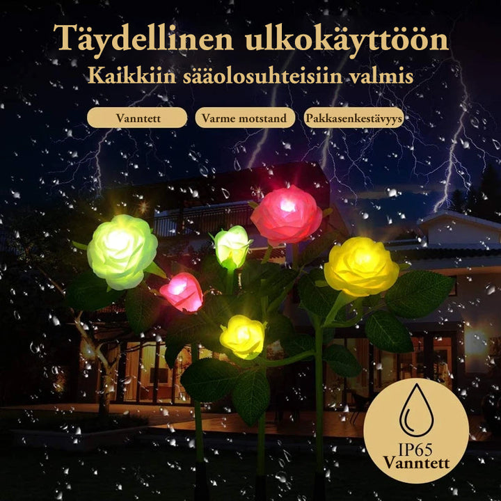 Vandtæt solcelle drevet blomsterlampe til haven, farverigt design, LED-lys, dekorativ havestav