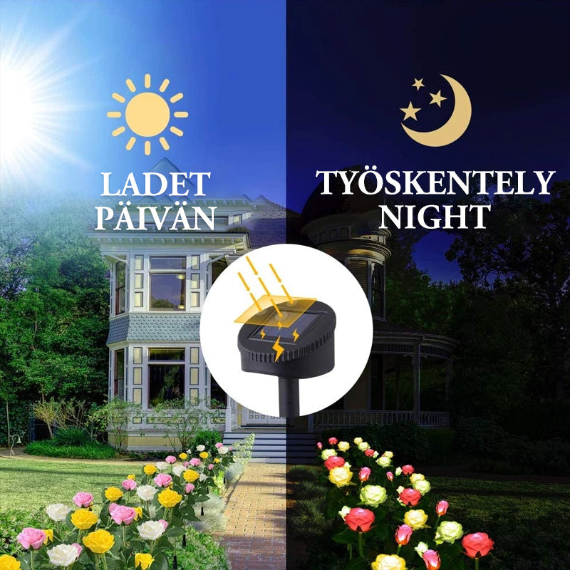 Vandtæt solcelle drevet blomsterlampe til haven, farverigt design, LED-lys, dekorativ havestav