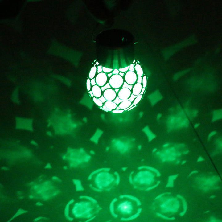 Vandafvisende, solcelledrevet udendørslampe; elegant design, hult lys, flerfarvet LED-lys til haven.