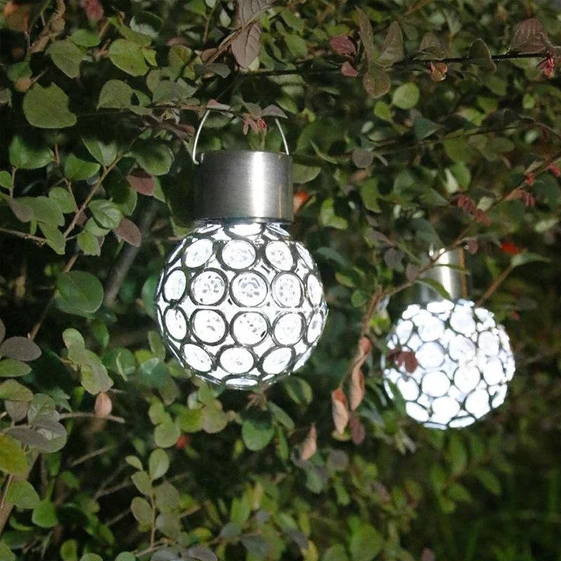 "Vedenkestävä, aurinkokäyttöinen ulkolyhty; elegantti muotoilu, ontto lamppu, monivärinen LED-valo puutarhaan."