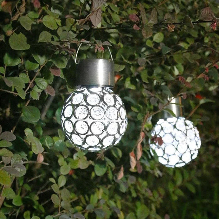 "Vedenkestävä, aurinkokäyttöinen ulkolyhty; elegantti muotoilu, ontto lamppu, monivärinen LED-valo puutarhaan."