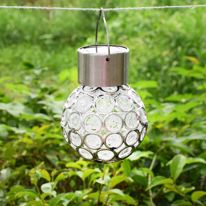 Vandafvisende, solcelledrevet udendørslampe; elegant design, hult lys, flerfarvet LED-lys til haven.