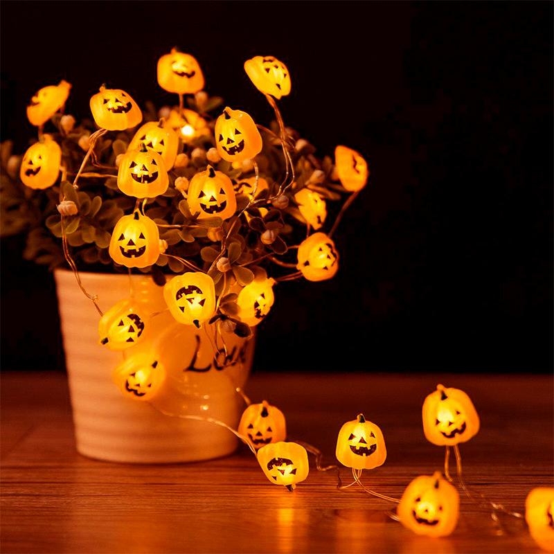 Vandtætte Halloween Græskar LED-lys USB, 20 klare orange græskar, 3m lang kæde, til udendørs og indendørs brug