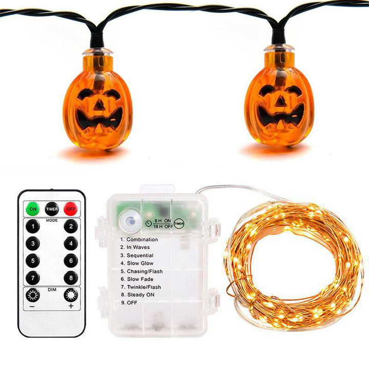 Vandtætte Halloween Græskar LED-lys USB, 20 klare orange græskar, 3m lang kæde, til udendørs og indendørs brug