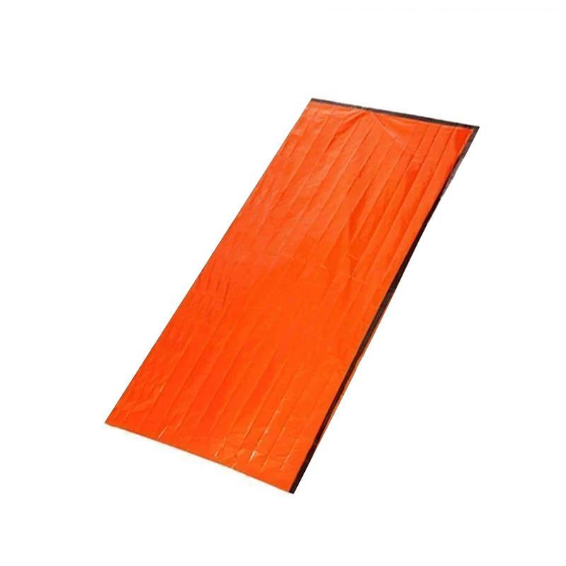 Vandtæt orange nødsøvepose til udendørs brug, klar orange farve, let, velegnet til camping og udendørs brug.