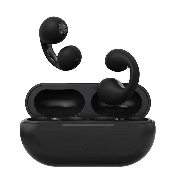 Vedenpitävät mustat luujohtotekniikka Bluetooth-kuulokkeet. Langattomat, tyylikkäät, mukautuvat, IP68-suojatut kuulokkeet.