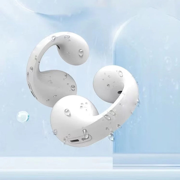 Vedenpitävät mustat luujohtotekniikka Bluetooth-kuulokkeet. Langattomat, tyylikkäät, mukautuvat, IP68-suojatut kuulokkeet.