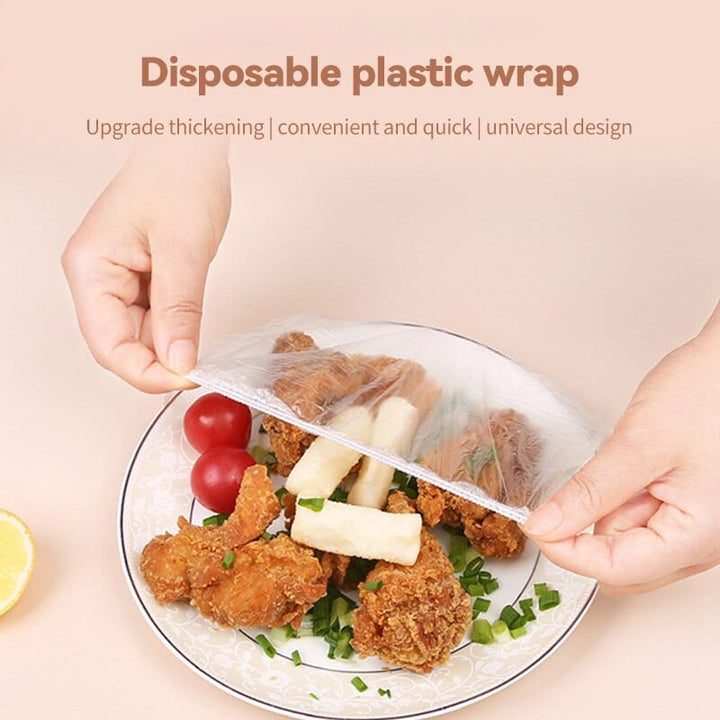 Udvidelsesbare madopbevaringslåg, 100 stk, gennemsigtig HDPE/LDPE, miljøvenlig, passer til forskellige størrelser beholdere.