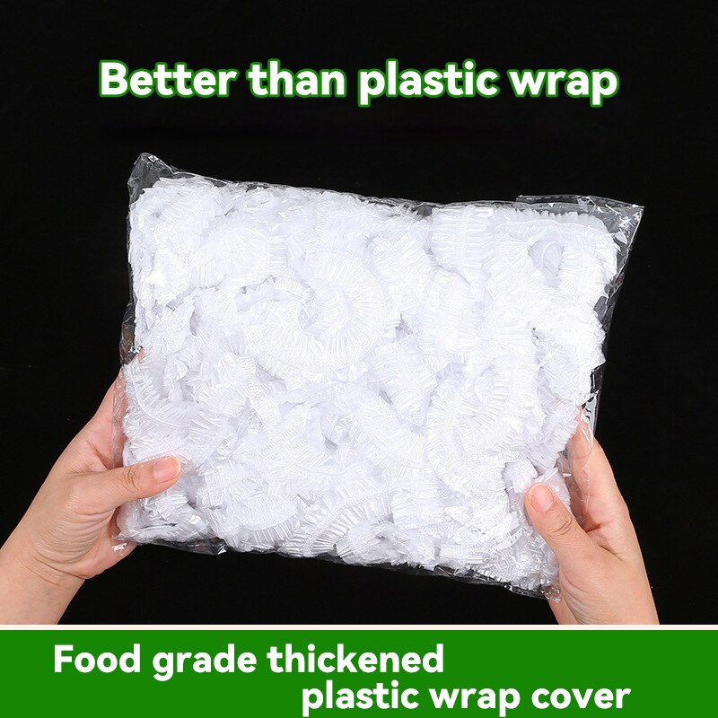 Udvidelsesbare madopbevaringslåg, 100 stk, gennemsigtig HDPE/LDPE, miljøvenlig, passer til forskellige størrelser beholdere.