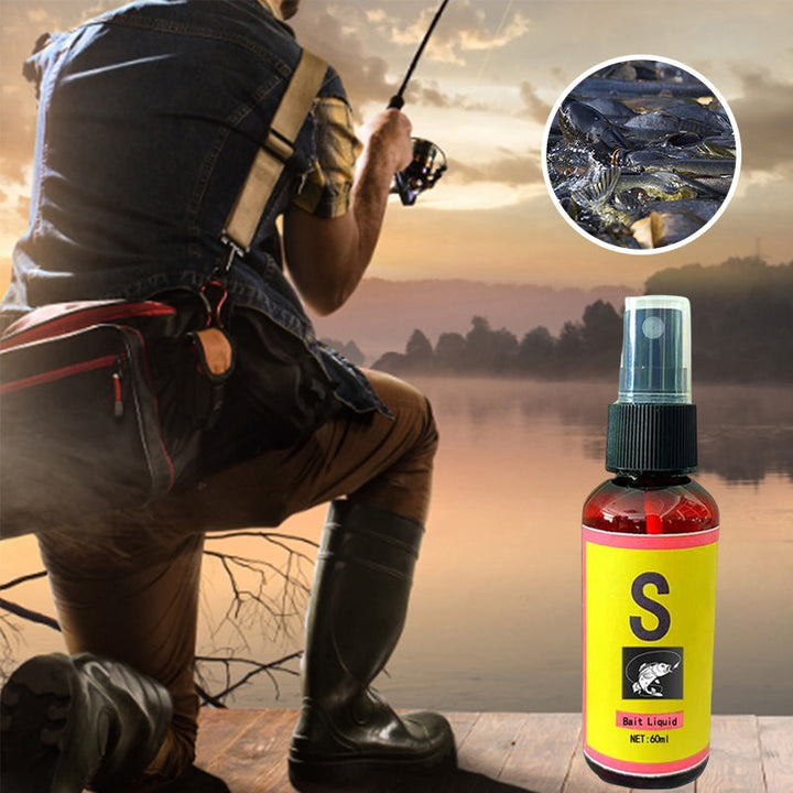Vanddyrs lokkemiddel til fiskeri, 60 ml. Rund flaske med grøn etiket, effektiv fiskelokker med tang ekstrakt.