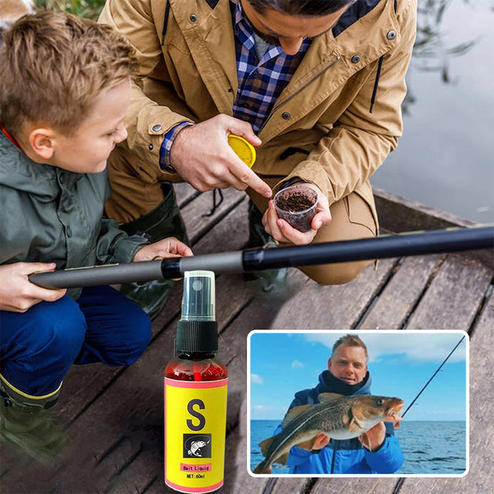 Vanddyrs lokkemiddel til fiskeri, 60 ml. Rund flaske med grøn etiket, effektiv fiskelokker med tang ekstrakt.