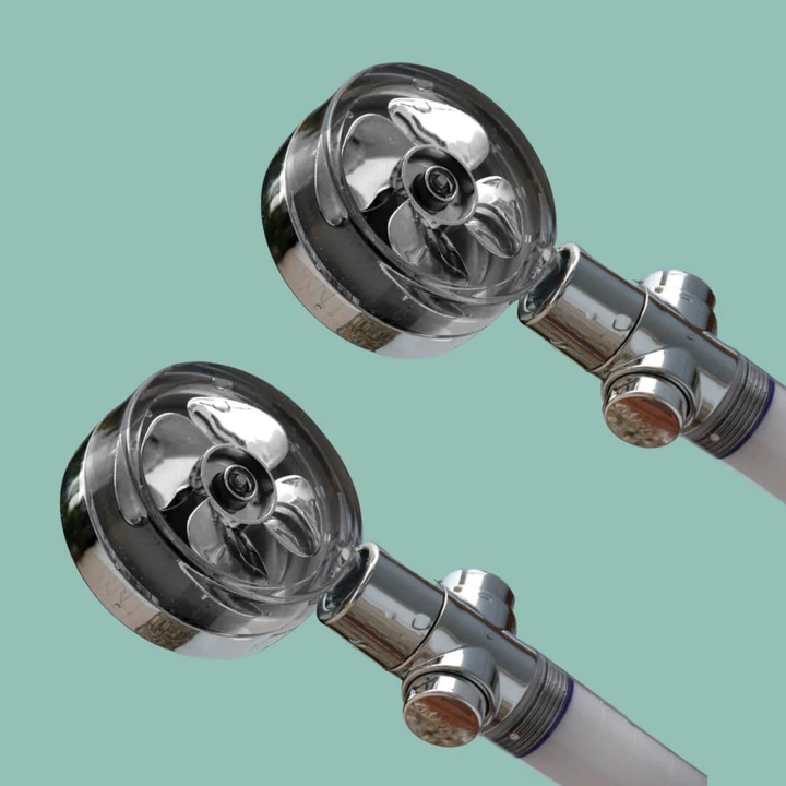 Vandbesparende brusehoved, højt tryk, stilfuld kromfinish, multifunktionelt, sparer 40% vand med mikrosudedesignteknologi.
