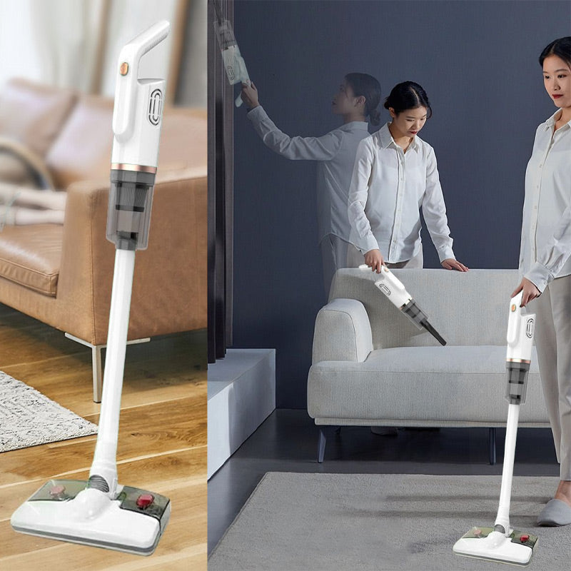Bærbar støvsuger til hjemmet i grøn og hvid, med dual-use funktion og støjsvag drift, 120W motor.