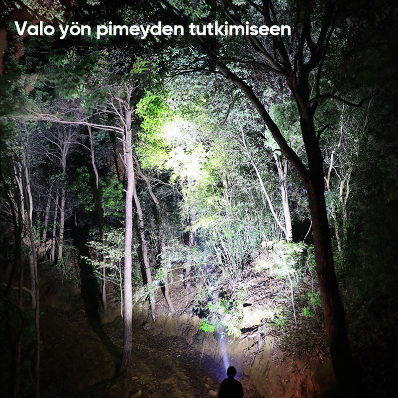 Kraftig multifunktionel lommelygte med LED-lys, kompakt og holdbart design, velegnet til camping og nødsituationer.