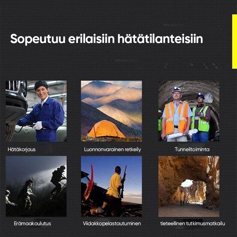 Kraftig multifunktionel lommelygte med LED-lys, kompakt og holdbart design, velegnet til camping og nødsituationer.