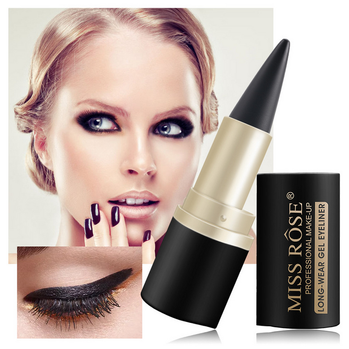 Kraftigt pigmenteret vandtæt eyeliner, tynd sort pensel, langtidsholdbar og glider ubesværet på øjenlåget.