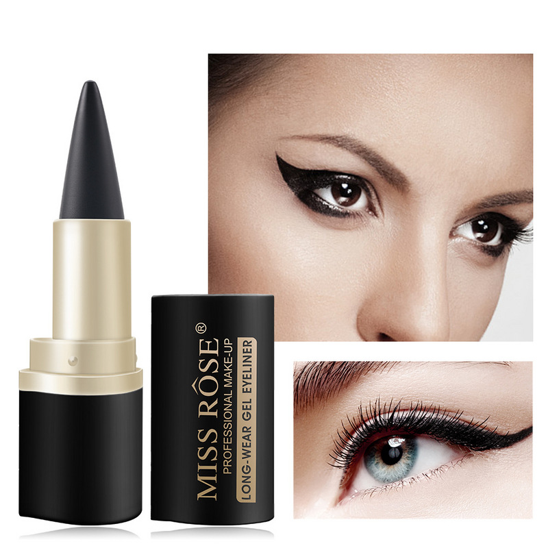 Kraftigt pigmenteret vandtæt eyeliner, tynd sort pensel, langtidsholdbar og glider ubesværet på øjenlåget.