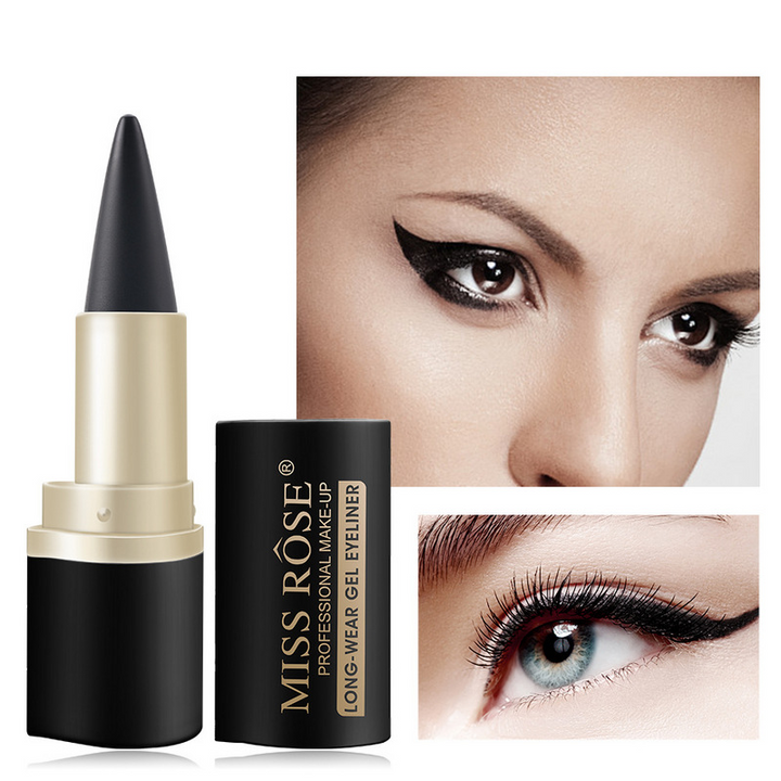Kraftigt pigmenteret vandtæt eyeliner, tynd sort pensel, langtidsholdbar og glider ubesværet på øjenlåget.
