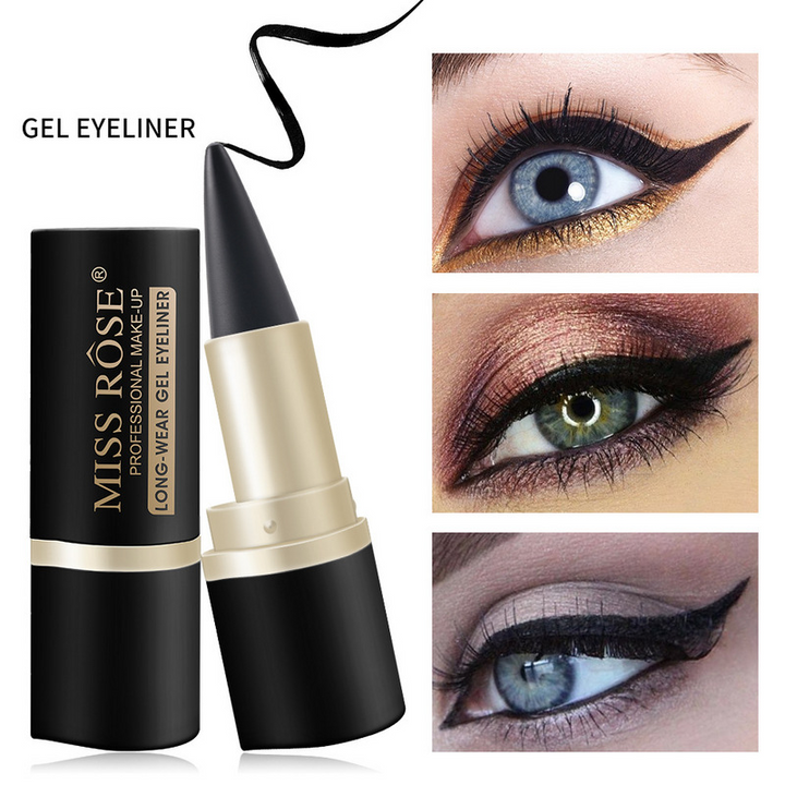 Kraftigt pigmenteret vandtæt eyeliner, tynd sort pensel, langtidsholdbar og glider ubesværet på øjenlåget.