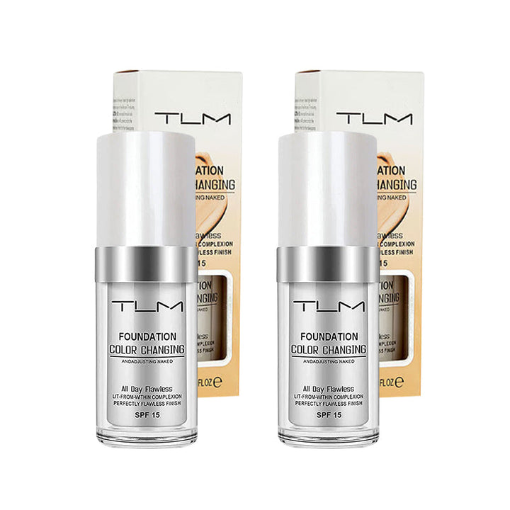 Farveændrende makeup til voksen hud, naturlig nuance, minimerer porer, mat finish, 30 ml beholder.