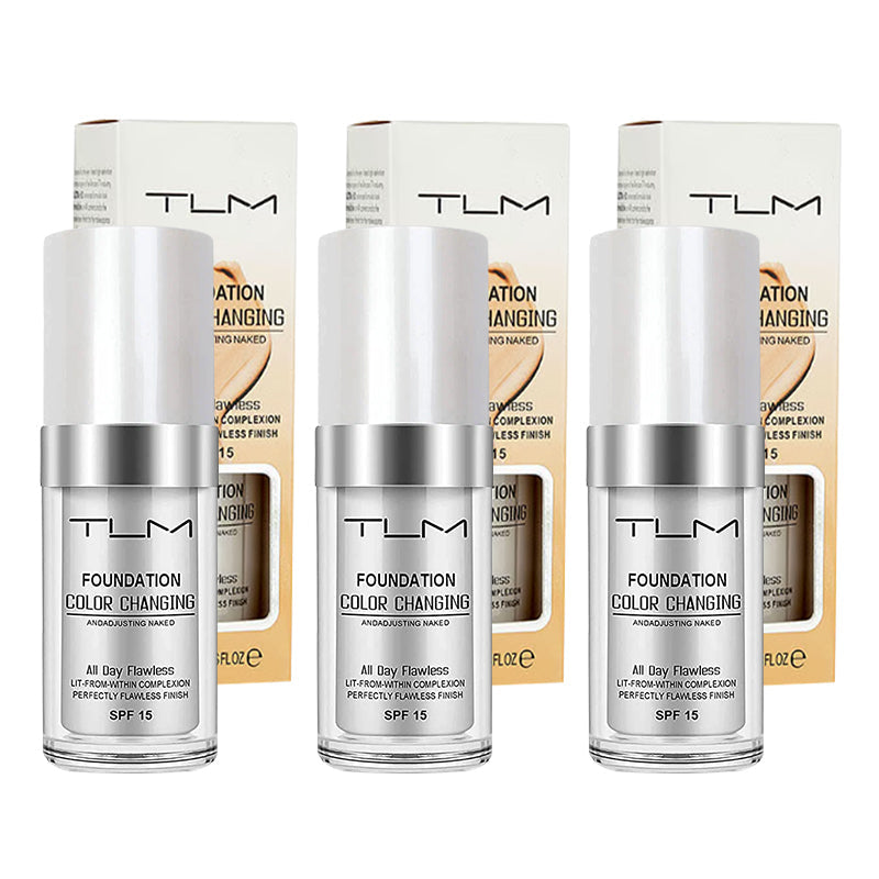 Farveændrende makeup til voksen hud, naturlig nuance, minimerer porer, mat finish, 30 ml beholder.