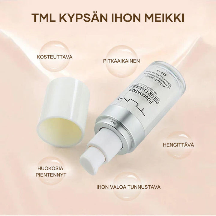 Farveændrende makeup til voksen hud, naturlig nuance, minimerer porer, mat finish, 30 ml beholder.