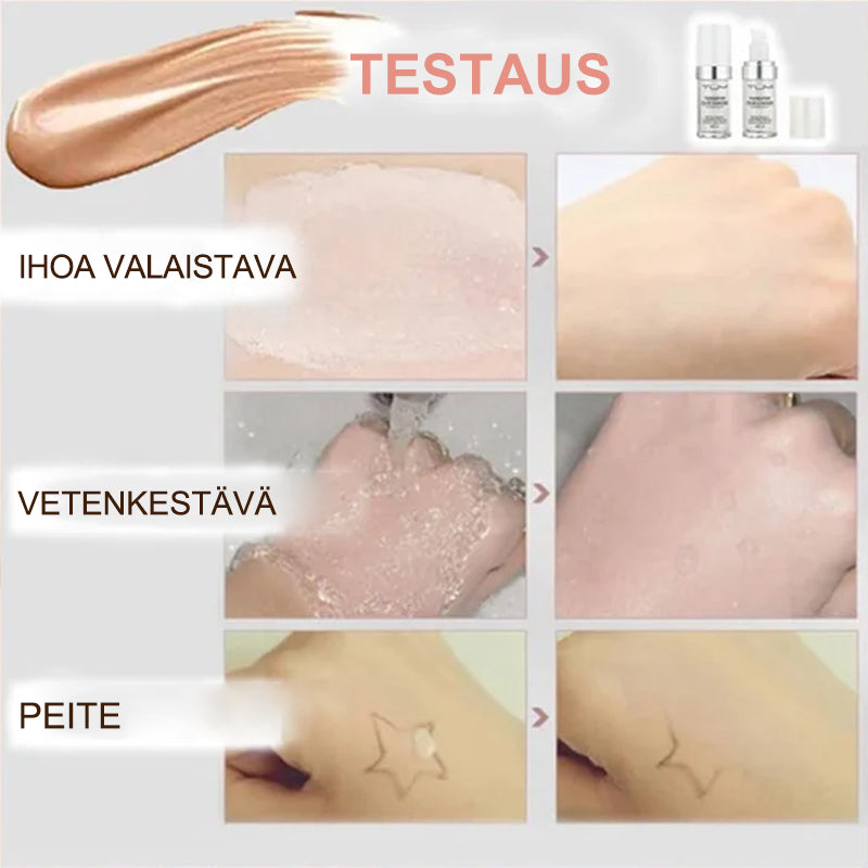 Farveændrende makeup til voksen hud, naturlig nuance, minimerer porer, mat finish, 30 ml beholder.
