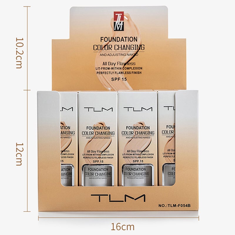 Farveændrende makeup til voksen hud, naturlig nuance, minimerer porer, mat finish, 30 ml beholder.