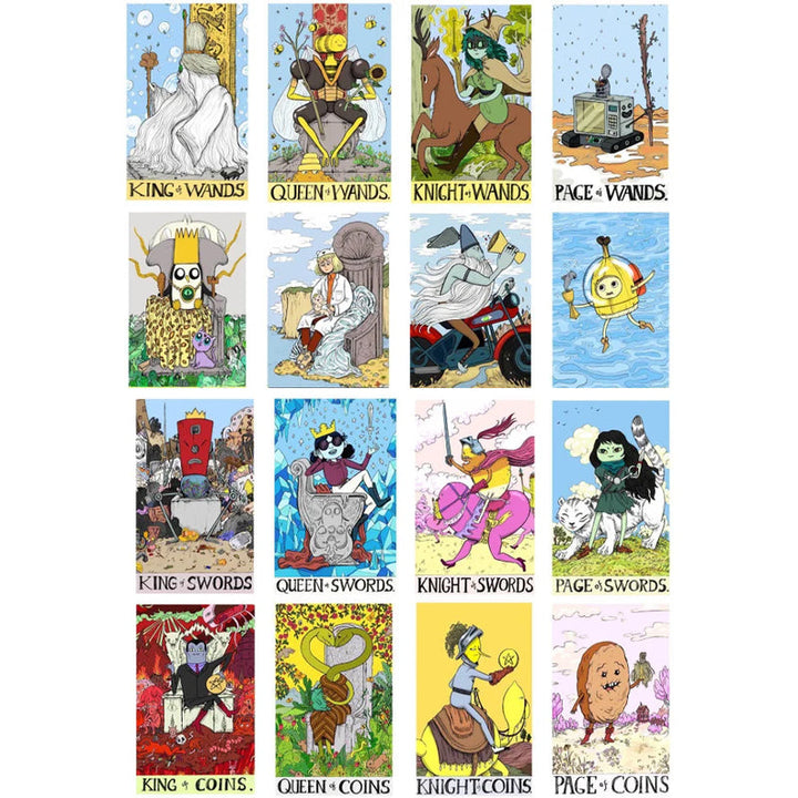 "Värikkäät Seikkailuaika-teemaiset 78 Tarot-korttia, mystinen lisävaruste itsetutkiskeluun ja ennustamiseen."