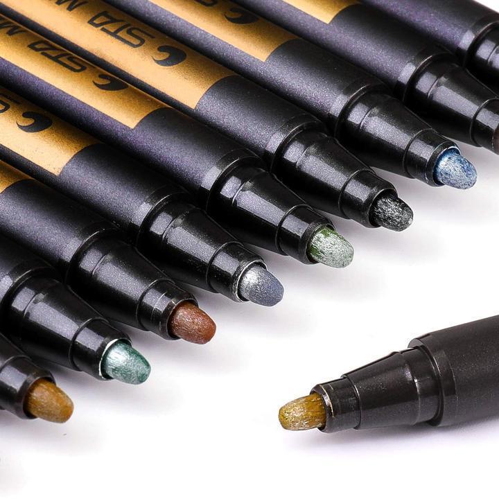 Farverige og sikre Paint Marker-penne, 10 fyldige farver med en præcis 2-3 mm spids.